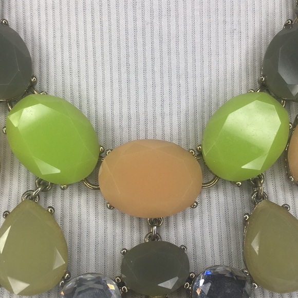 J. Crew Jeweled Bib Necklace Statement Pastels Silver tone - Picture 5 of 7